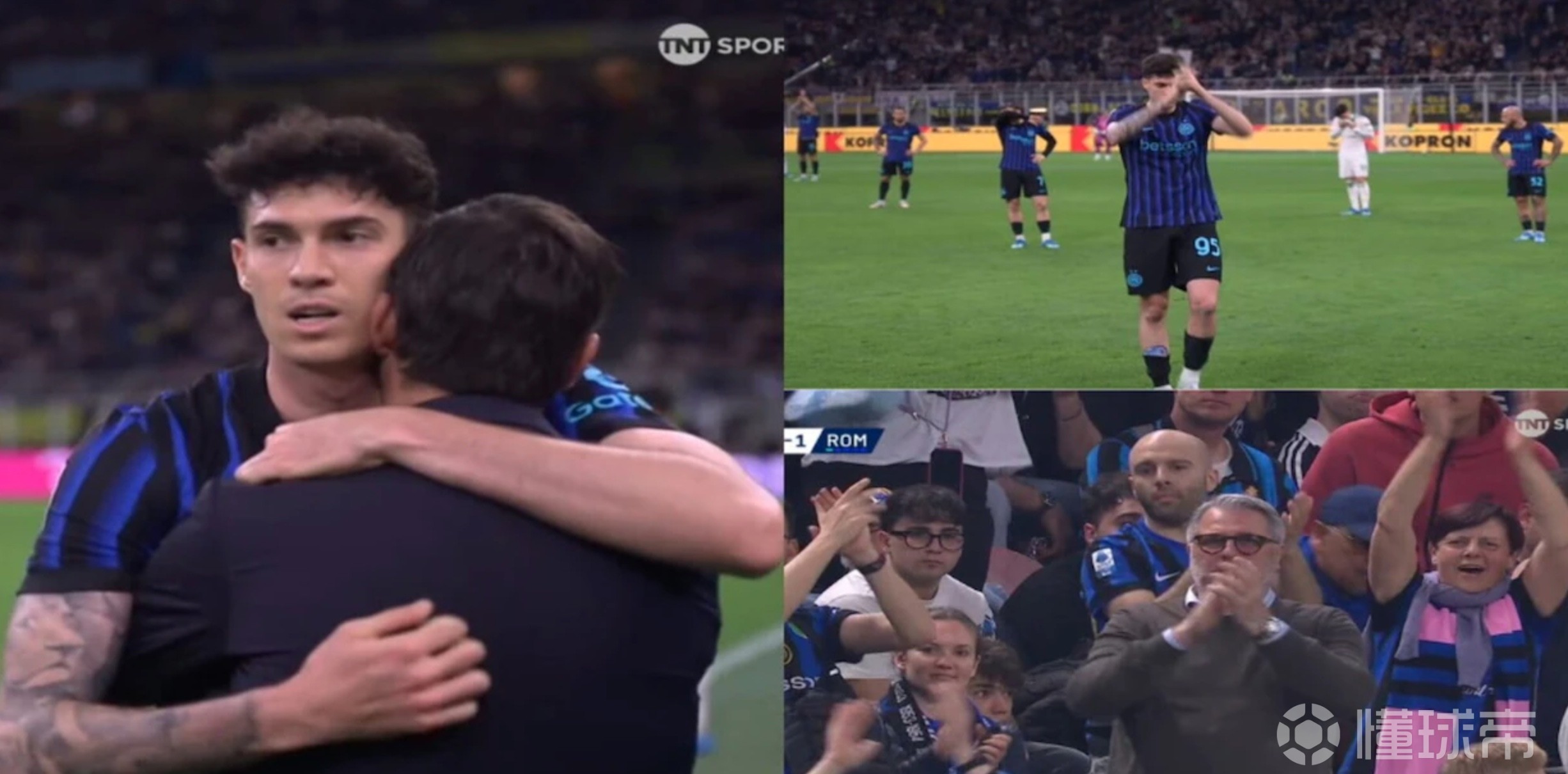 巴斯托尼被换下时获全场起立鼓掌，齐沃在场边拥抱安慰他