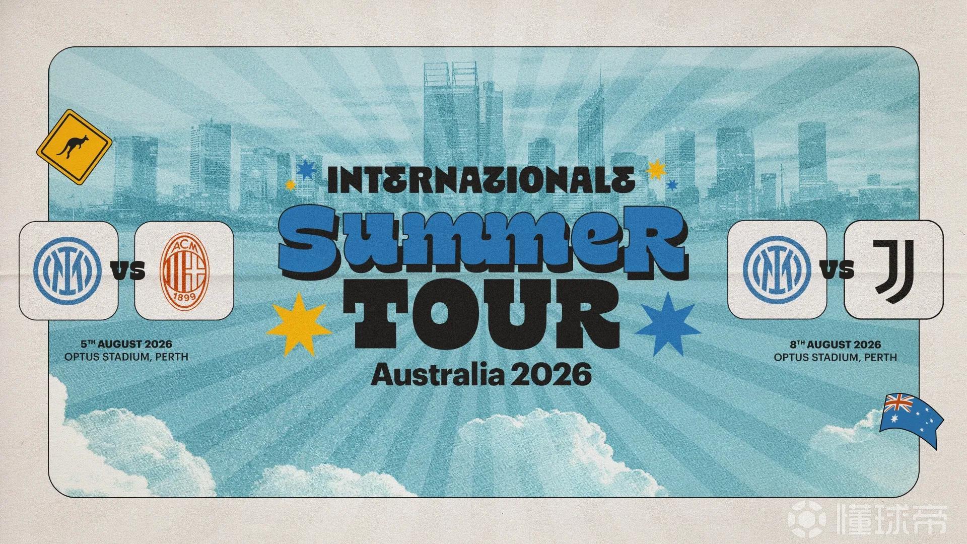 国米官方：今夏开启澳洲行，8月与米兰和尤文进行两场友谊赛